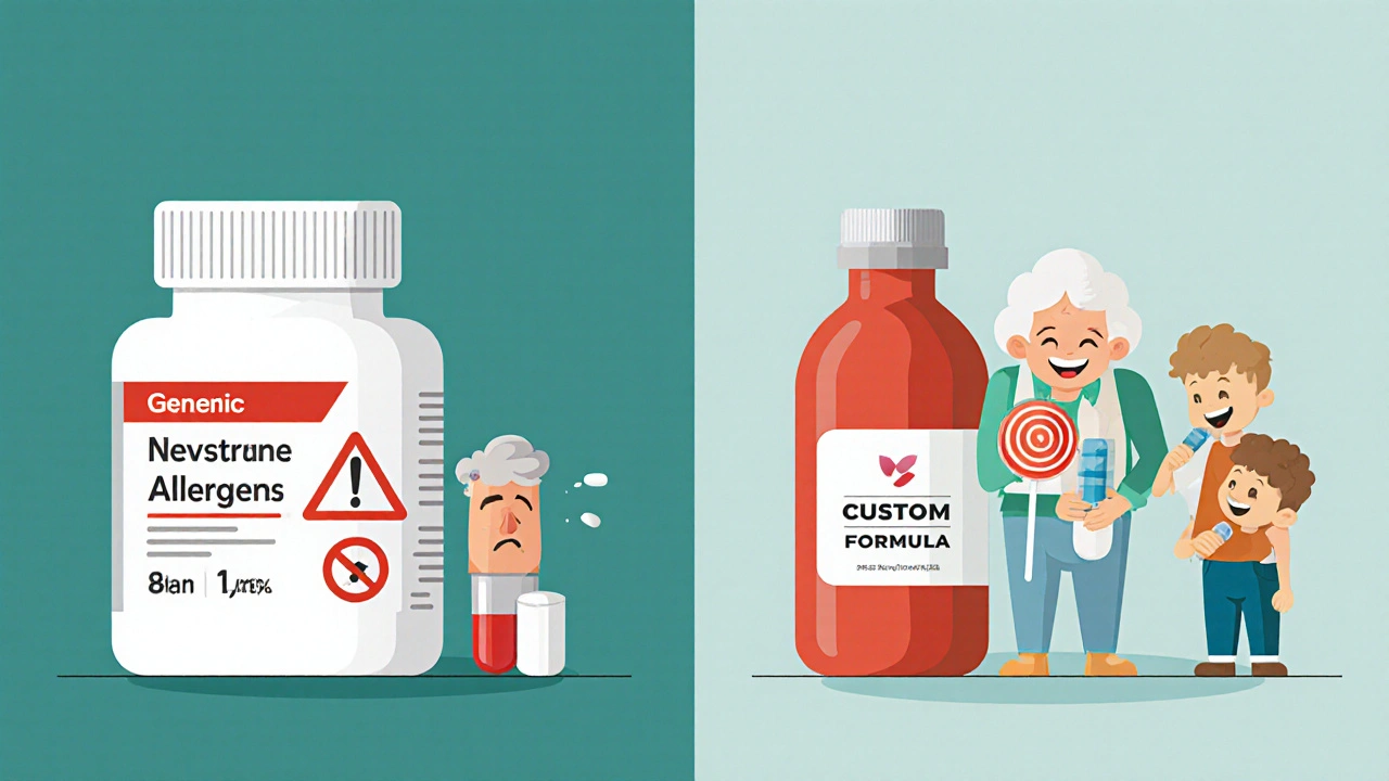 Comparison of difficult pill swallowing vs. easy custom medicine forms like gel and lollipop
